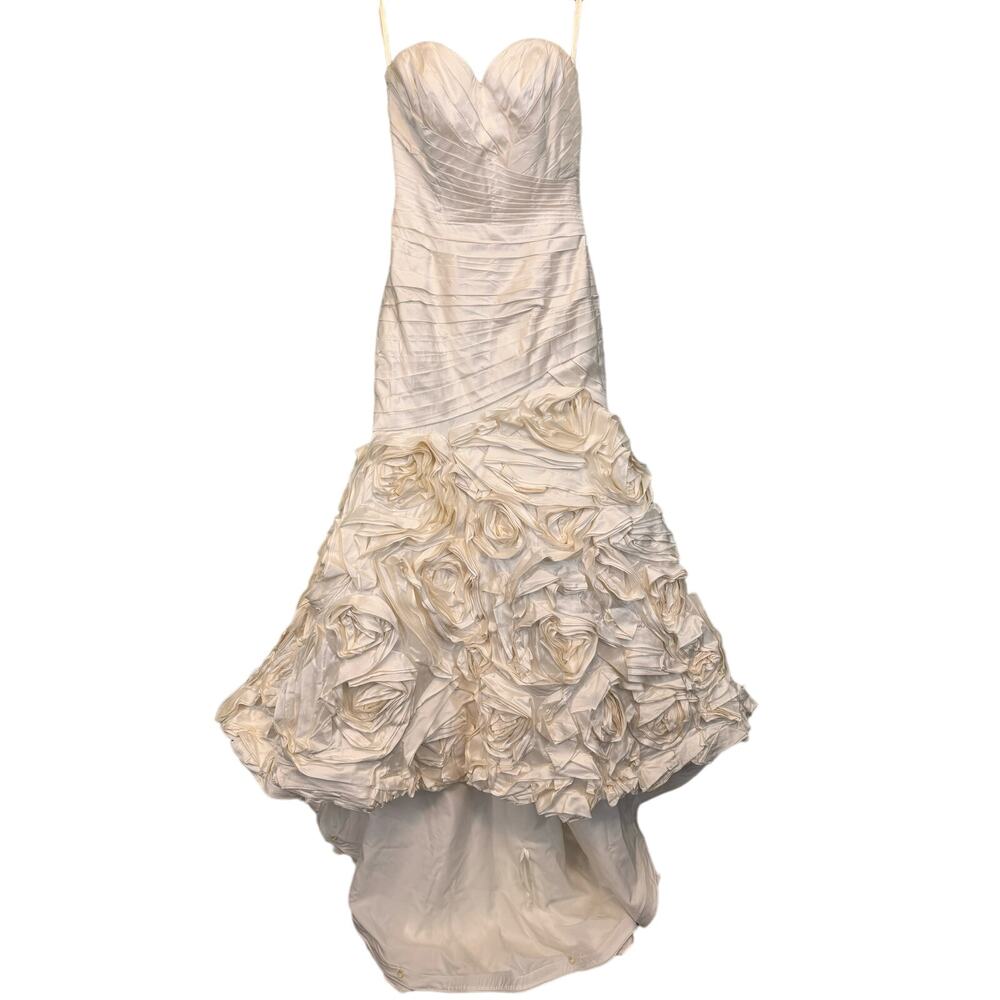 Angelina Faccenda Bridal Wedding Gown Size 6 Mermaid Rosette Sweetheart Ivory - Picture 2 of 16
